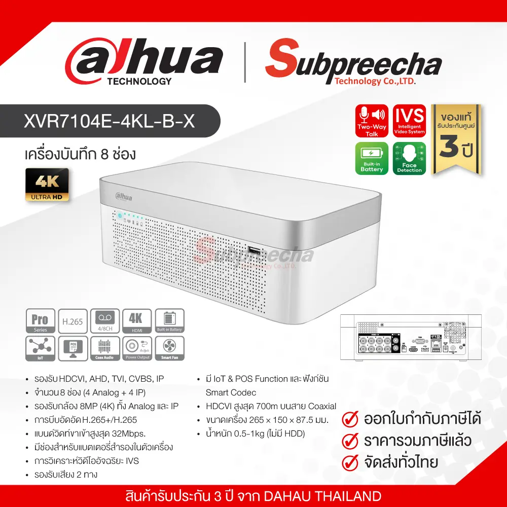 XVR7104E4KLBX33 ทรัพย์ปรีชา เทคโนโลยี