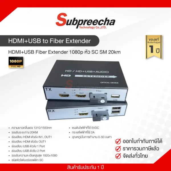 HDMI+USBtoFiberExtender30 ทรัพย์ปรีชา เทคโนโลยี